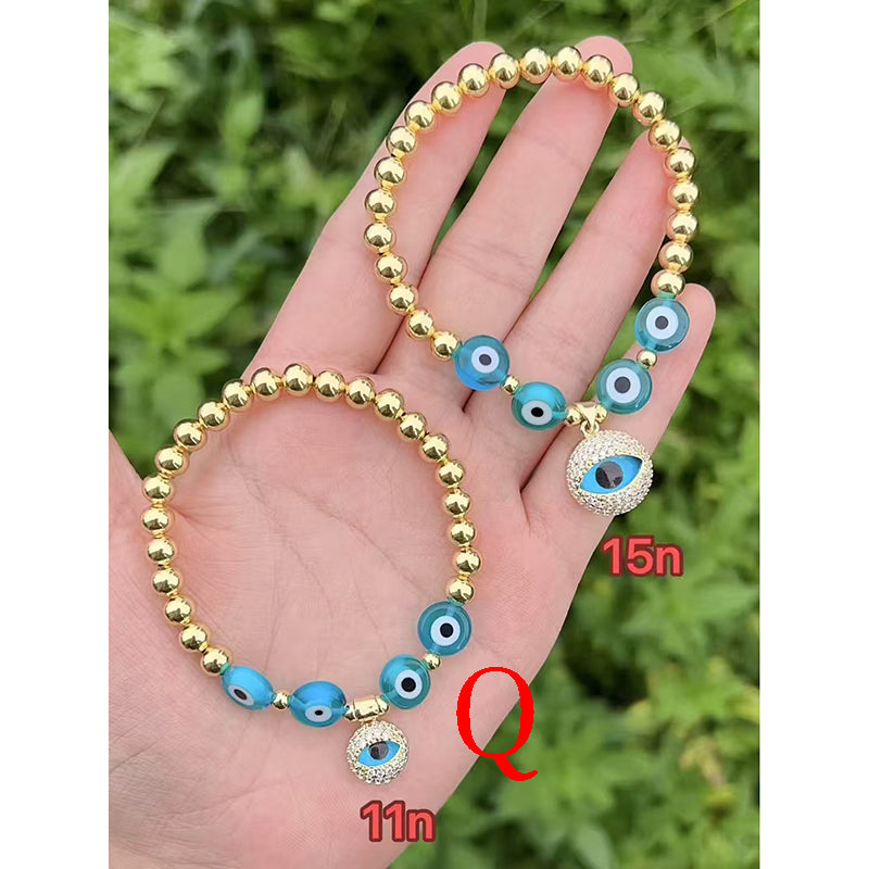 R Gold-plated Copper Beaded Eye Bracelet