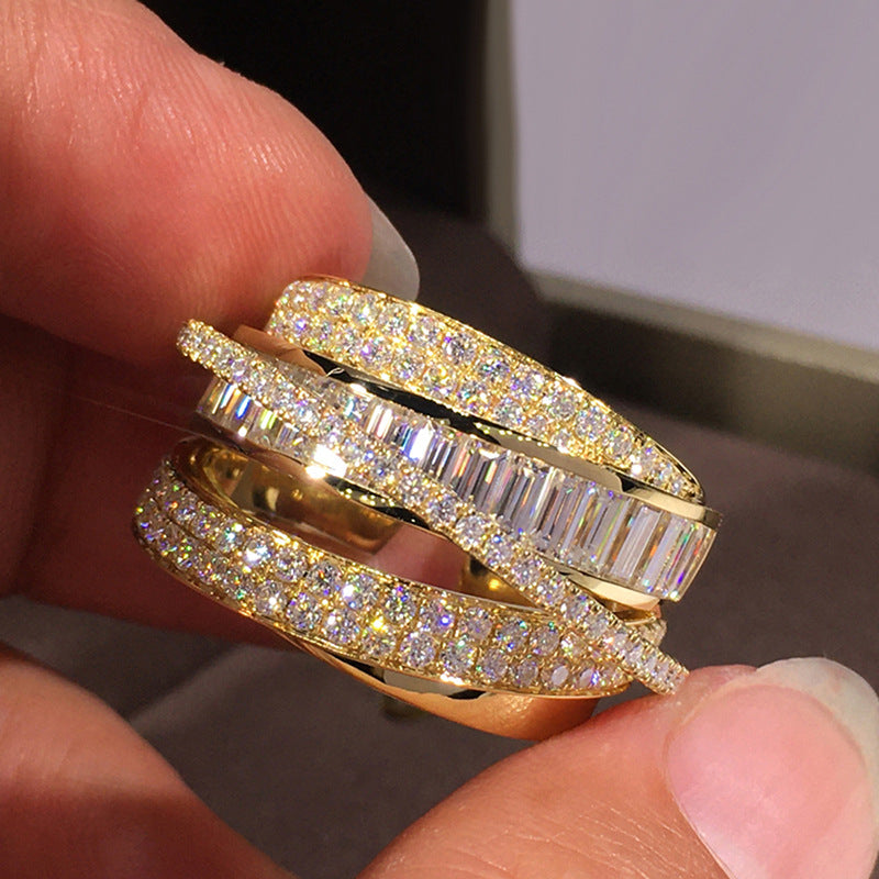 Gold Copper Diamond Round Ring