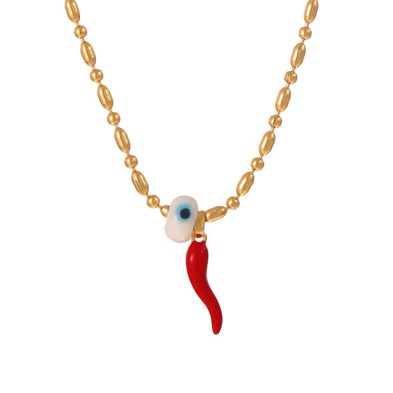 Black 2 Oil Dripping Chili Eye Necklace