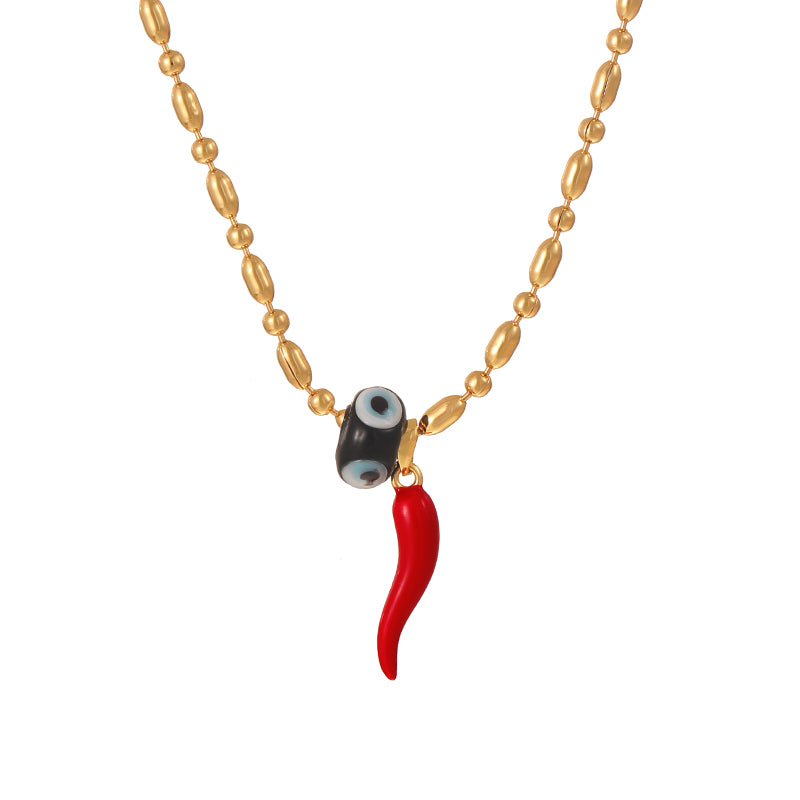 Black 2 Oil Dripping Chili Eye Necklace