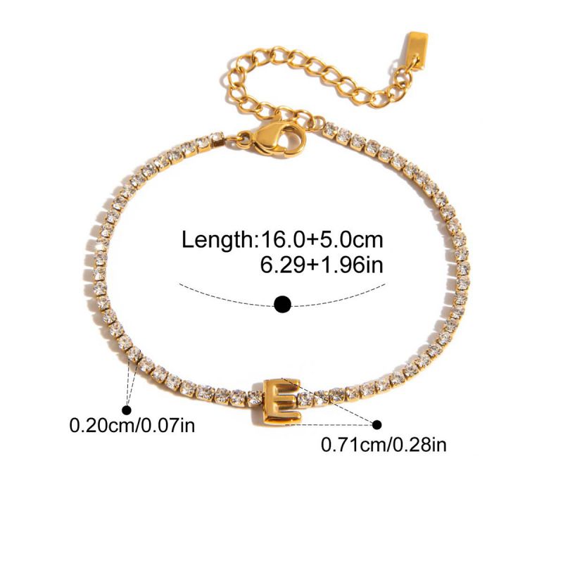 A Stainless Steel Diamond Claw Chain 26 Letter Bracelet