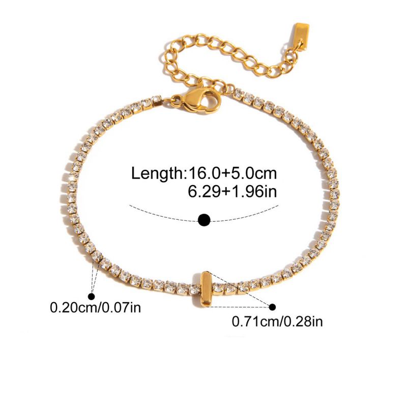 A Stainless Steel Diamond Claw Chain 26 Letter Bracelet