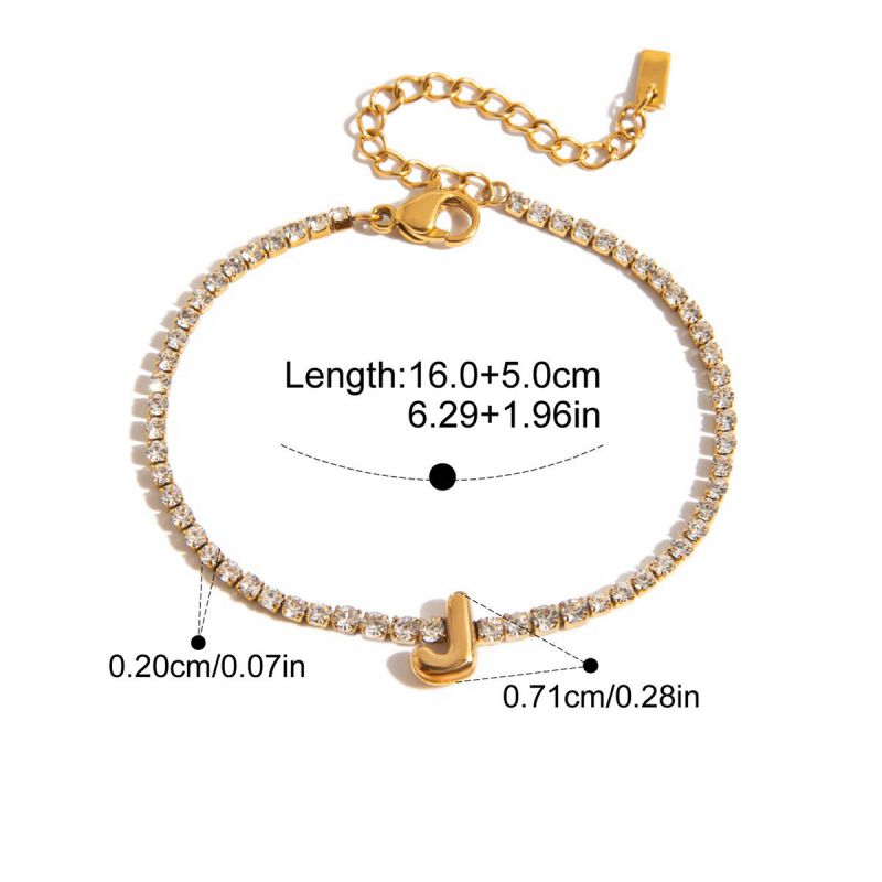 A Stainless Steel Diamond Claw Chain 26 Letter Bracelet