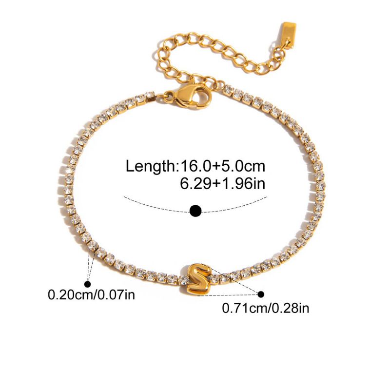 A Stainless Steel Diamond Claw Chain 26 Letter Bracelet