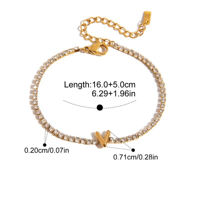 A Stainless Steel Diamond Claw Chain 26 Letter Bracelet