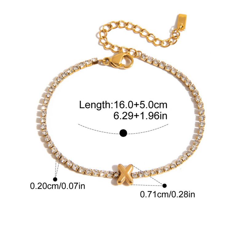 A Stainless Steel Diamond Claw Chain 26 Letter Bracelet