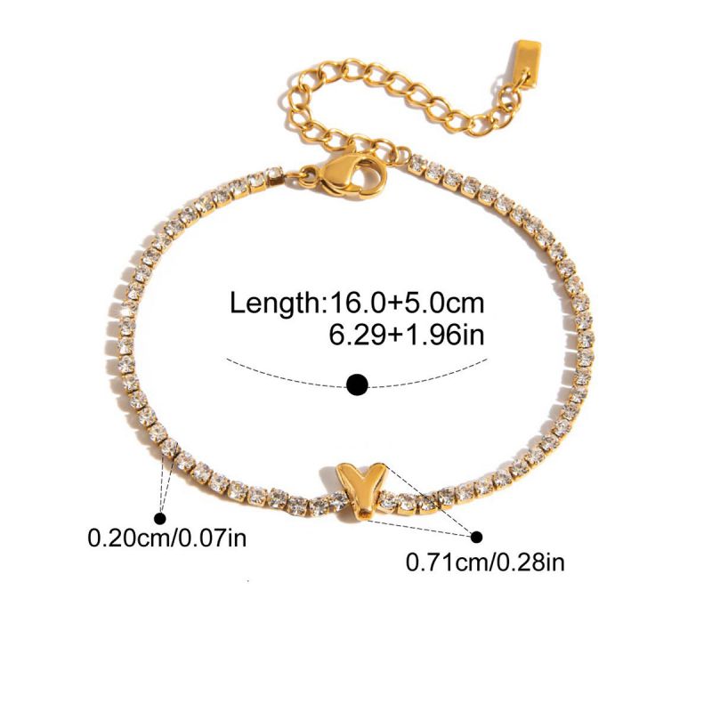 A Stainless Steel Diamond Claw Chain 26 Letter Bracelet