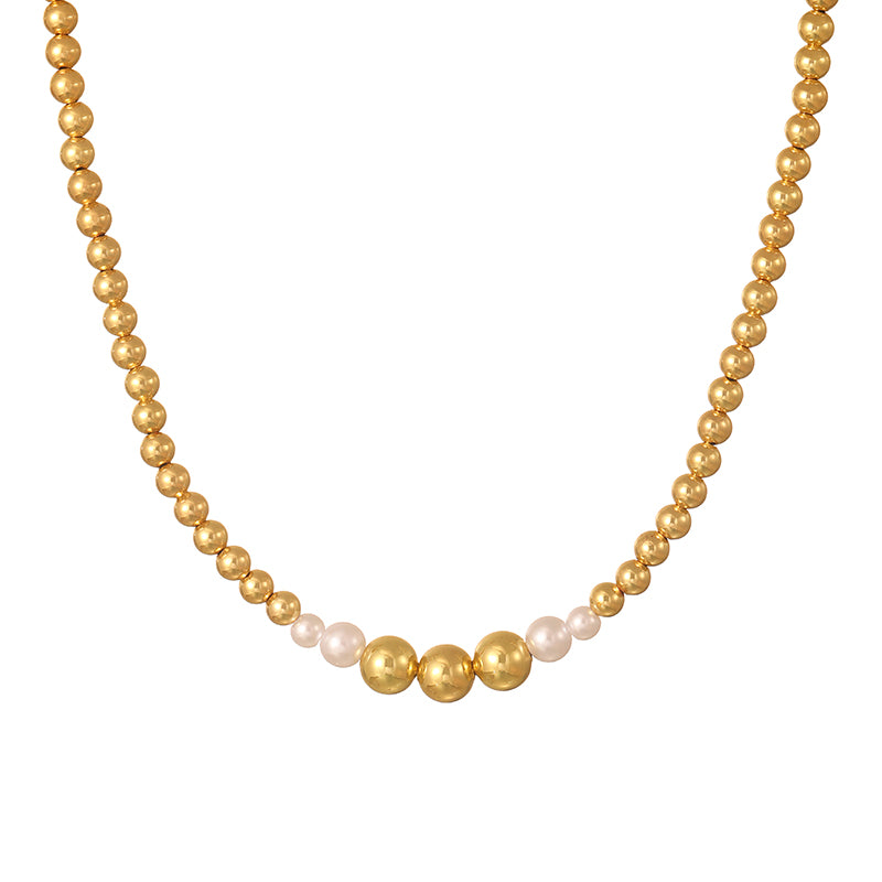 Gold 1 Copper Heart Bead Necklace (4mm)