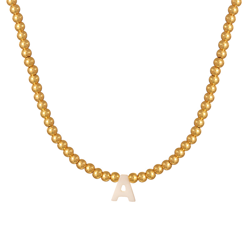 Gold 1 Copper Heart Bead Necklace (4mm)