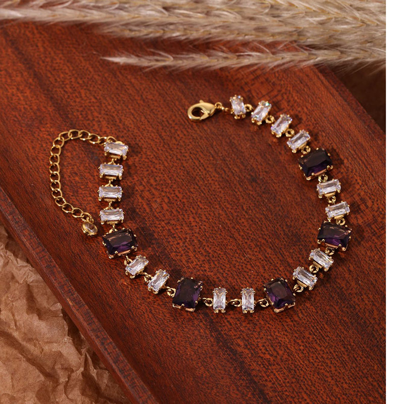 Bracelet 30# Stainless Steel Square Bracelet With Diamonds