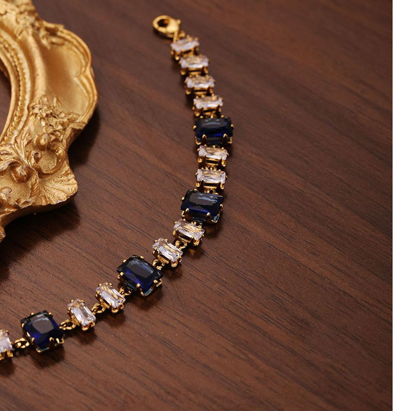 Bracelet 30# Stainless Steel Square Bracelet With Diamonds