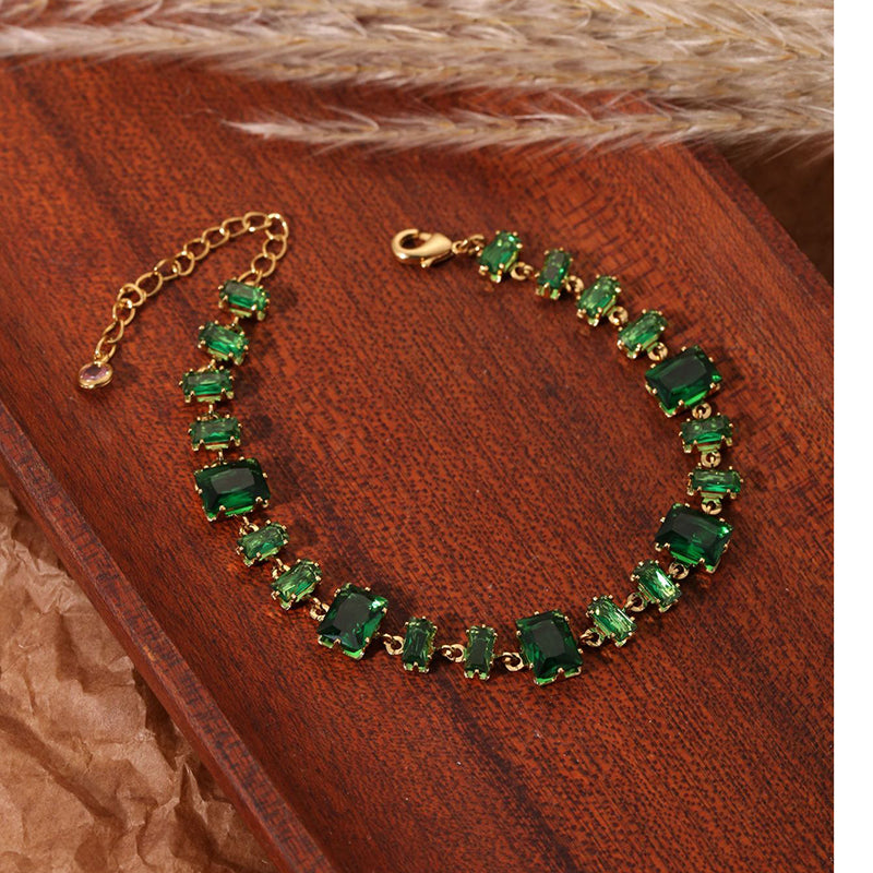 Bracelet 30# Stainless Steel Square Bracelet With Diamonds