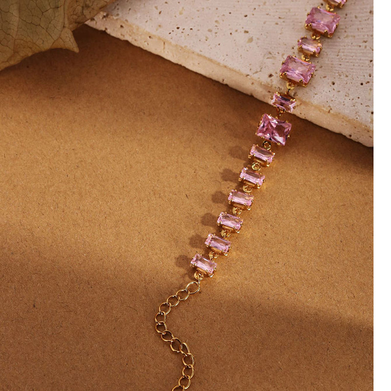 Bracelet 30# Stainless Steel Square Bracelet With Diamonds