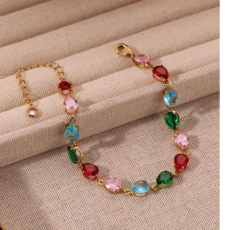 Bracelet 30# Stainless Steel Square Bracelet With Diamonds