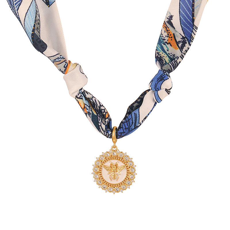 Color 1 Copper Heart Print Fabric Necklace