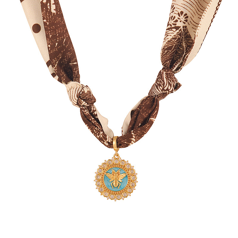 Color 1 Copper Heart Print Fabric Necklace