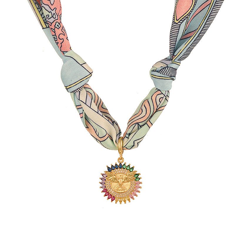 Color 1 Copper Heart Print Fabric Necklace