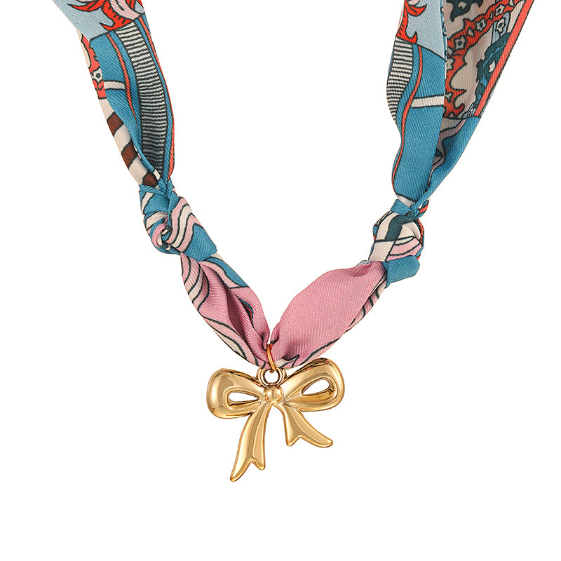 Color 1 Copper Heart Print Fabric Necklace