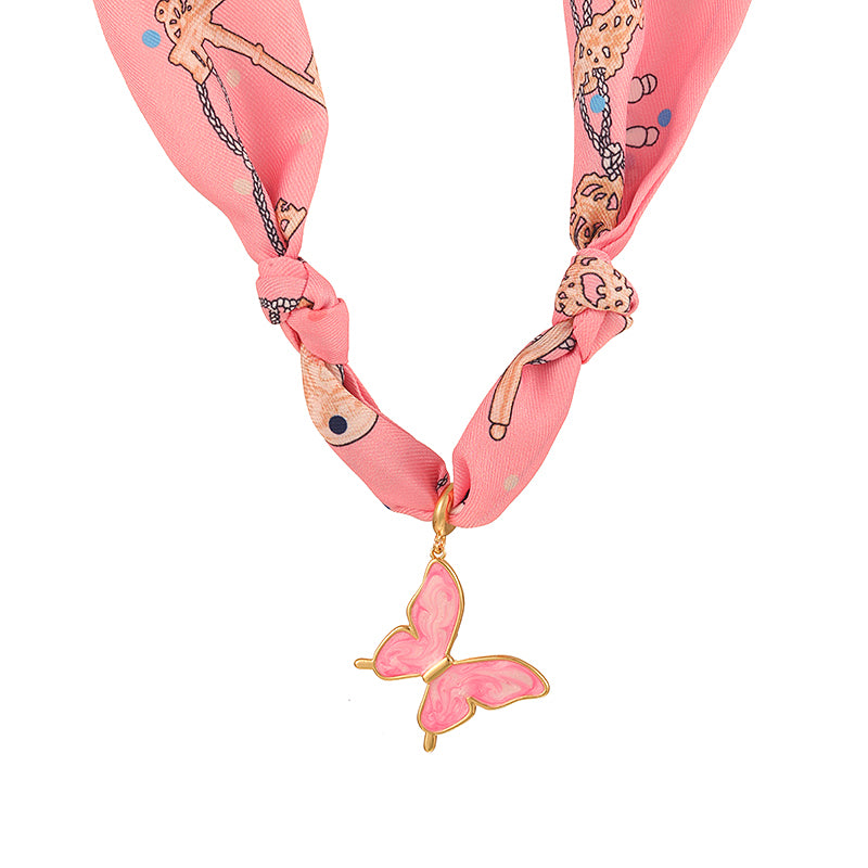 Color 1 Copper Heart Print Fabric Necklace