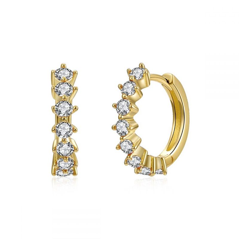 Gg-1 White Copper Diamond Round Earrings