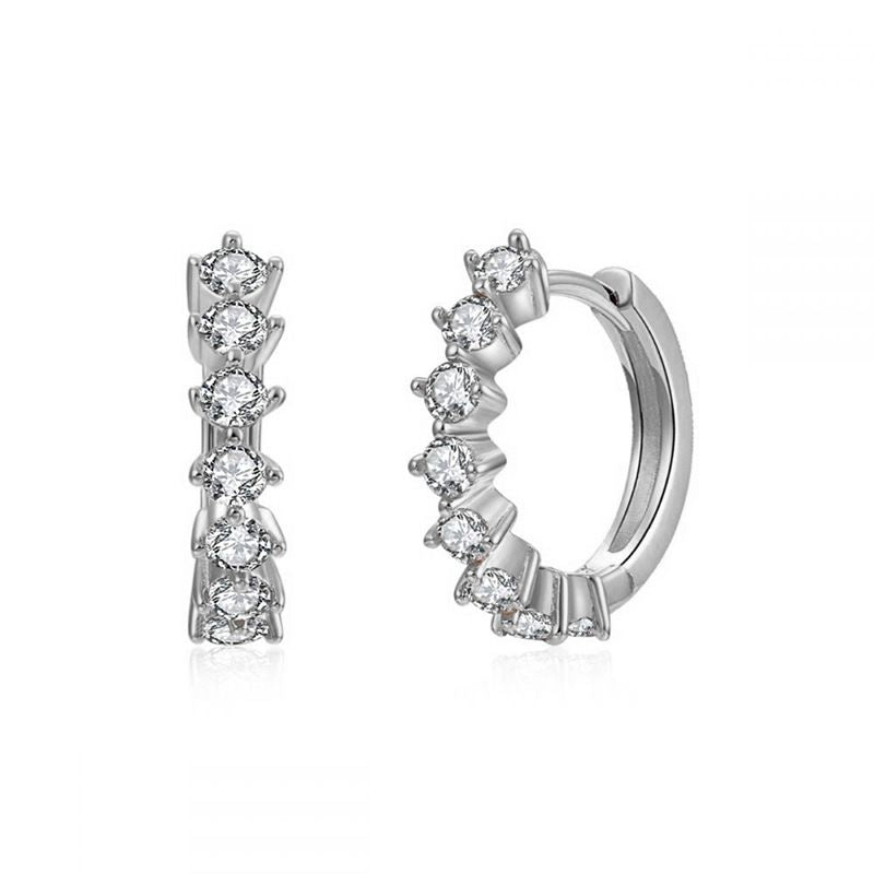 Gg-1 White Copper Diamond Round Earrings