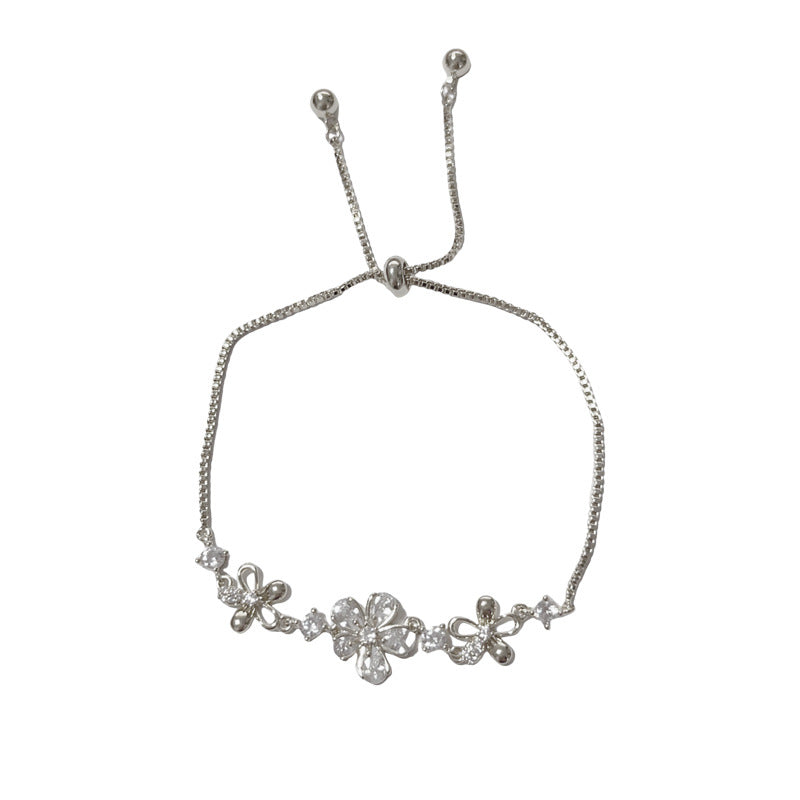 Gold-full Zirconium Flower Pull-out Bracelet (thickened Real Gold Electroplating) Copper Diamond Petal Bracelet