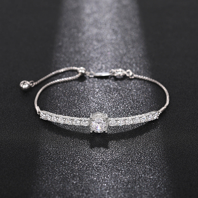 Silver Copper Diamond Round Bracelet