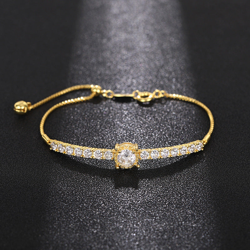 Silver Copper Diamond Round Bracelet