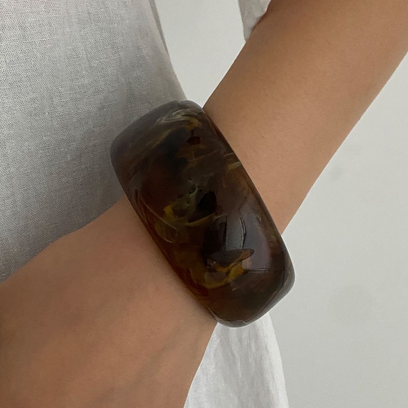 Brown Irregular Smudged Faceted Bracelet