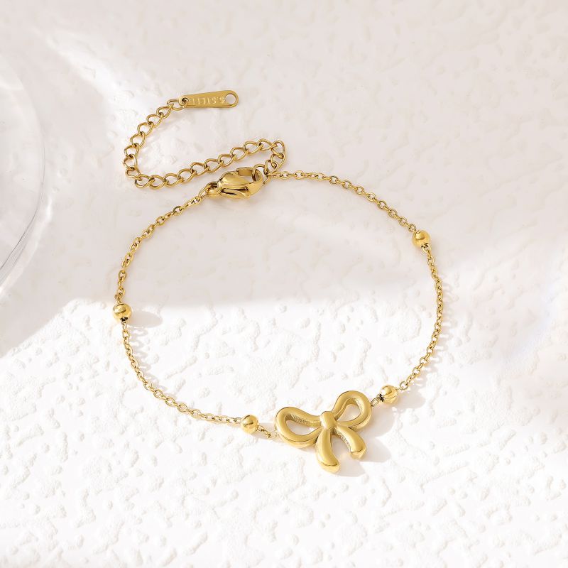 Gold Bracelet Stainless Steel Bow Bracelet