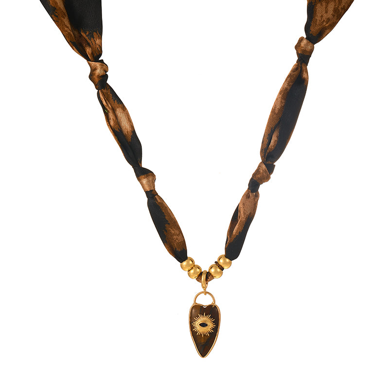 Leopard Natural Stone Heart Eye Beaded Necklace