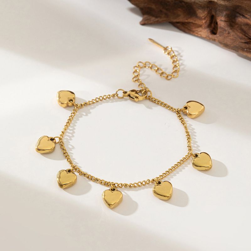 Double Heart Bracelet Gold Double Heart Bracelet