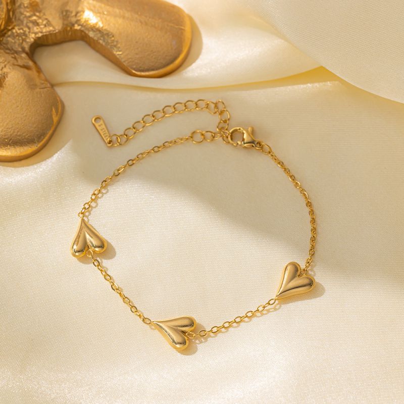 Double Heart Bracelet Gold Double Heart Bracelet