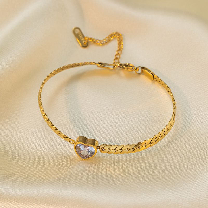 Double Heart Bracelet Gold Double Heart Bracelet