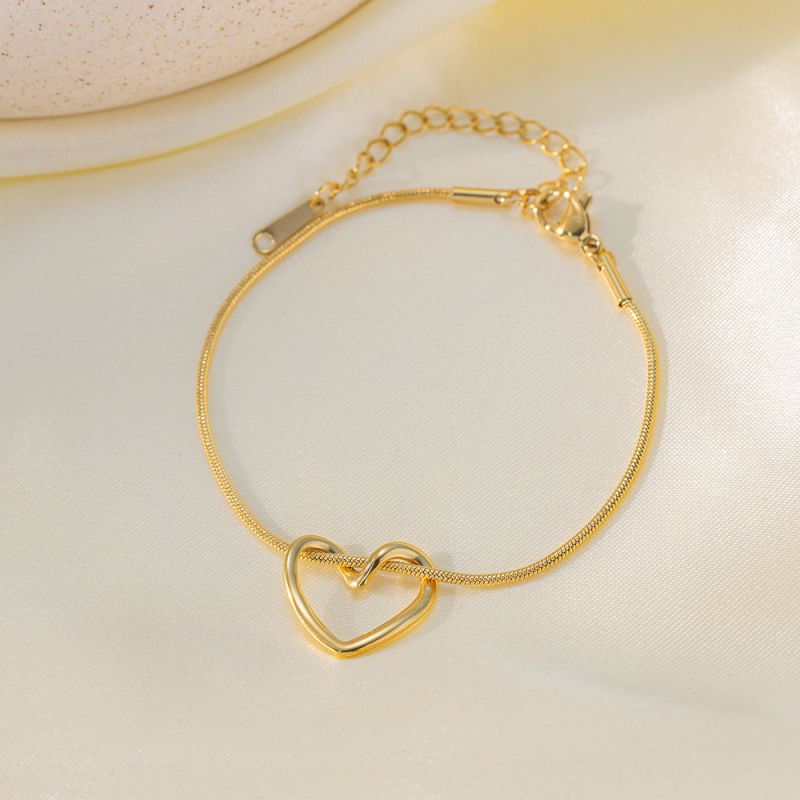 Double Heart Bracelet Gold Double Heart Bracelet