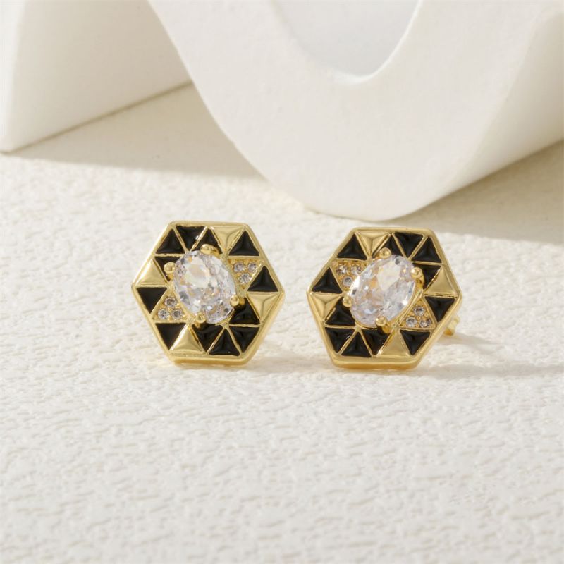 Necklace-b Copper Diamond Dripping Polygonal Necklace