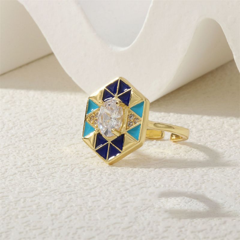 Necklace-b Copper Diamond Dripping Polygonal Necklace