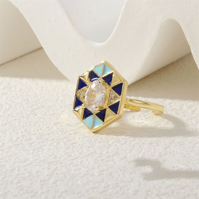 Necklace-b Copper Diamond Dripping Polygonal Necklace