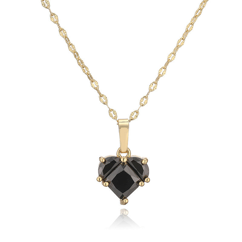 Gold And White Diamond Heart Necklace Copper Diamond Heart Necklace