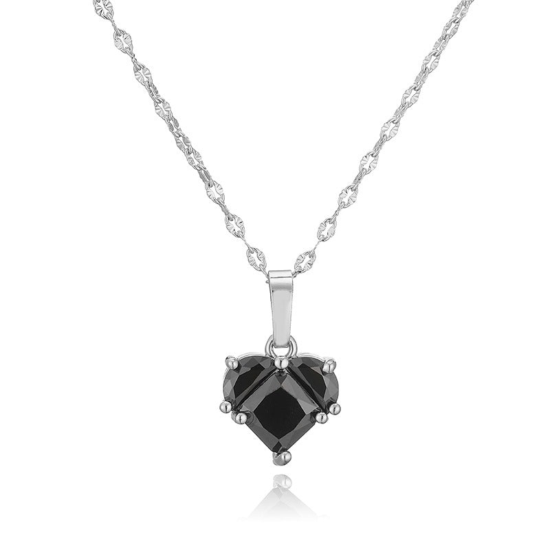 Gold And White Diamond Heart Necklace Copper Diamond Heart Necklace