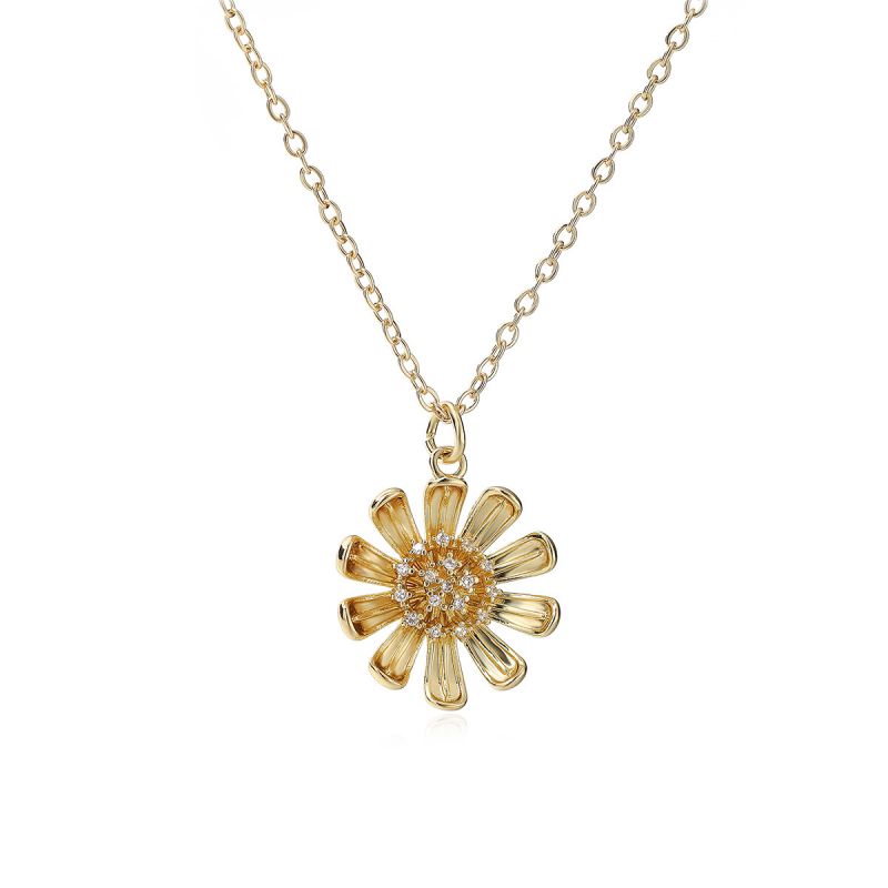 Sunflower 2 Copper Gold-plated Sunflower Necklace With Zirconium