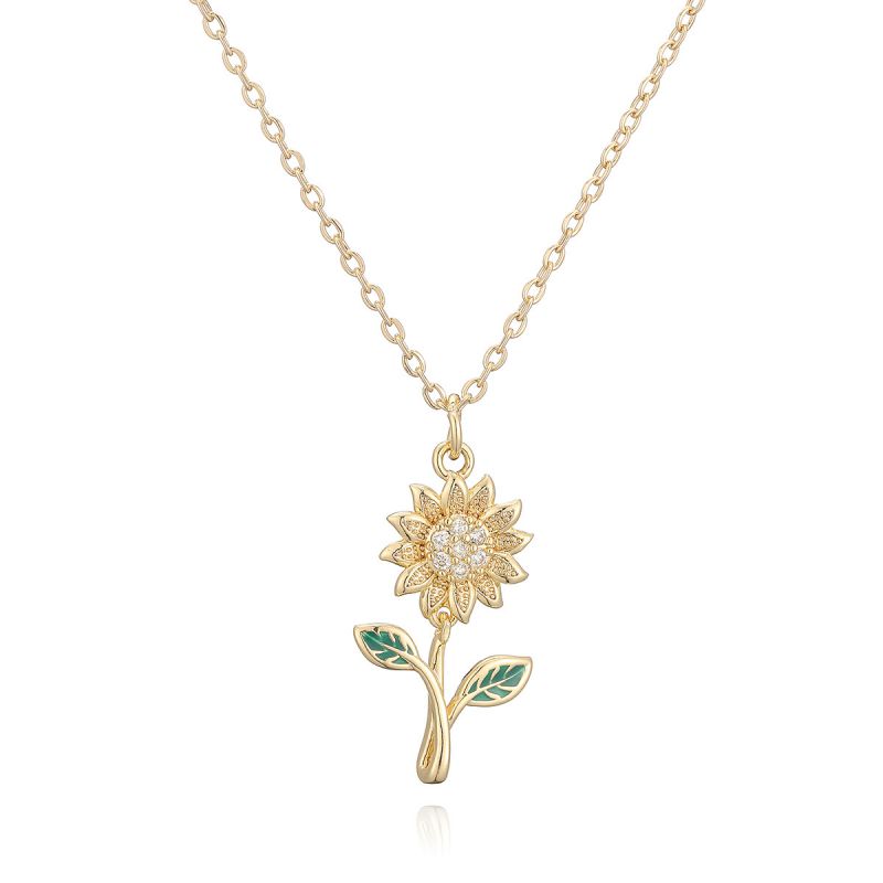 Flowers 1 Copper Diamond Flower Necklace