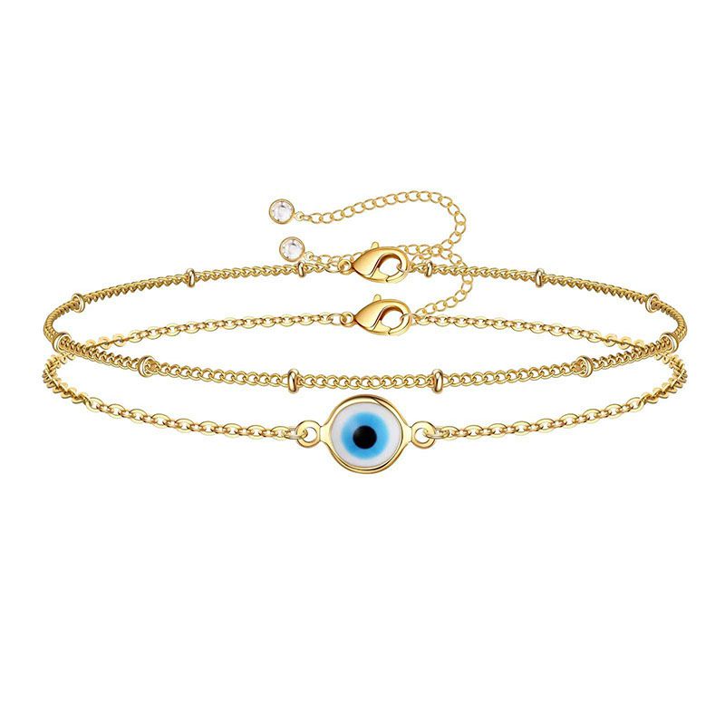 Gold Bracelet 2# Stainless Steel Beaded Double Bracelet