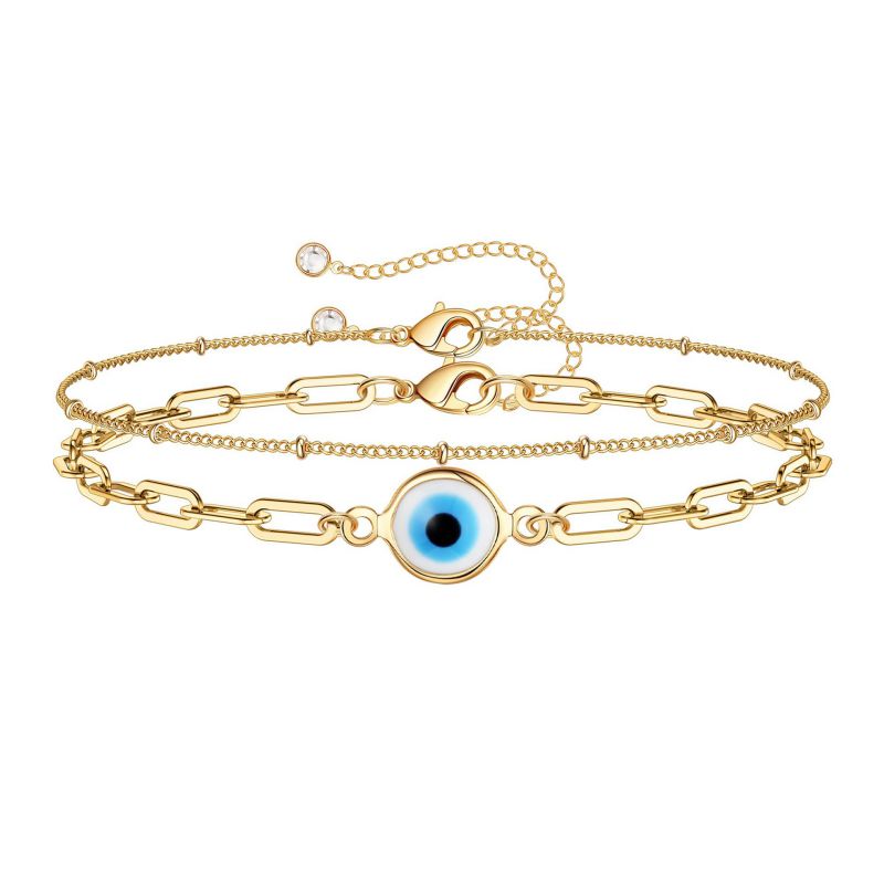 Gold Bracelet 2# Stainless Steel Beaded Double Bracelet