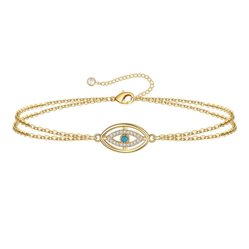 Gold Bracelet 2# Stainless Steel Beaded Double Bracelet