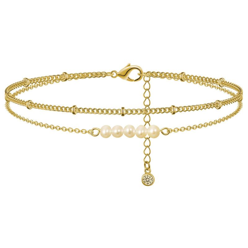 Gold Bracelet 2# Stainless Steel Beaded Double Bracelet