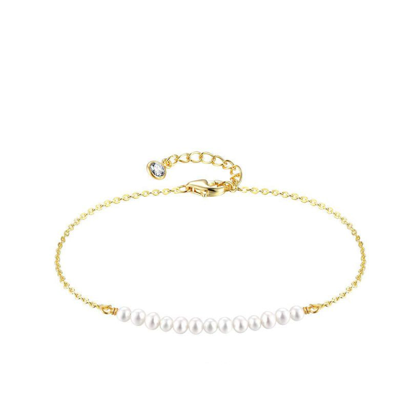 Gold Bracelet 2# Stainless Steel Beaded Double Bracelet