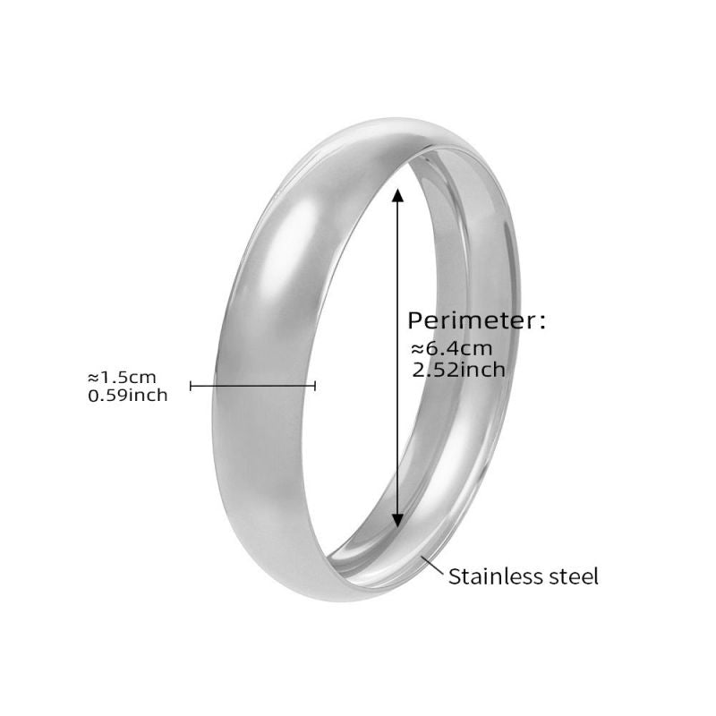 Gold Polished Bracelet 15mm Wide Titanium Steel Round Bracelet