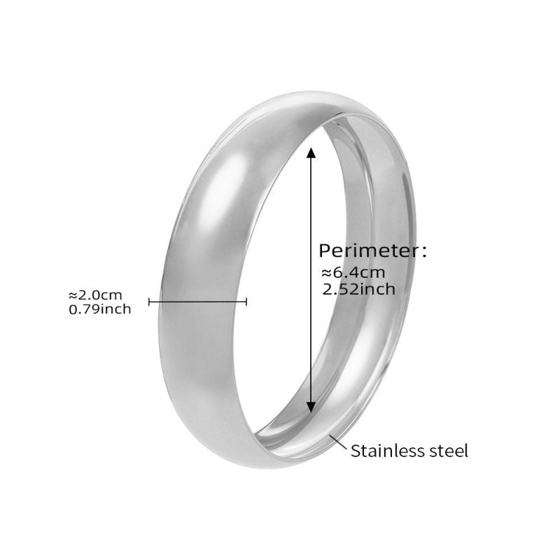 Gold Polished Bracelet 15mm Wide Titanium Steel Round Bracelet