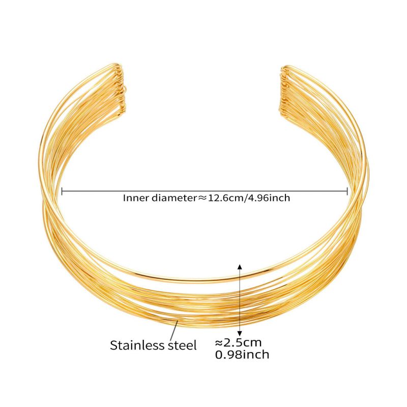 Gold Necklace Stainless Steel Wire Wrapped Collar